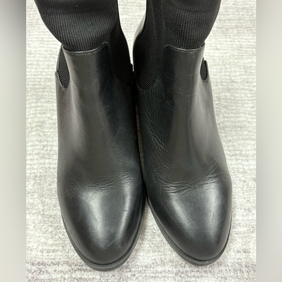 Steve Madden Womens Erika Ankle Sock Booties Size 7.5 Black Leather Almond Toe - Picture 4 of 9